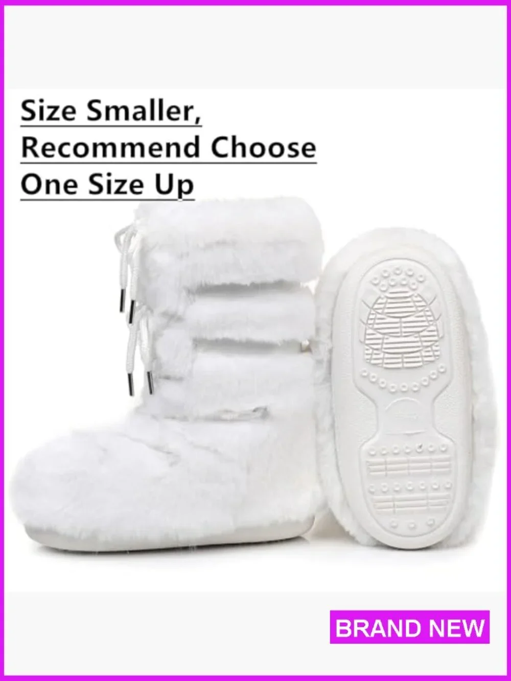 Fuzzy Faux Fur Mid-Calf Snow Boots Warm Fluffy Winter Boots with Fur Lining